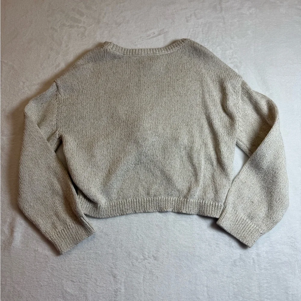 OshKosh B'gosh Beige Knotted Crop Sweater with Shimmer